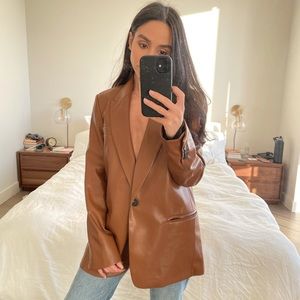 Zara - faux leather blazer (brown)